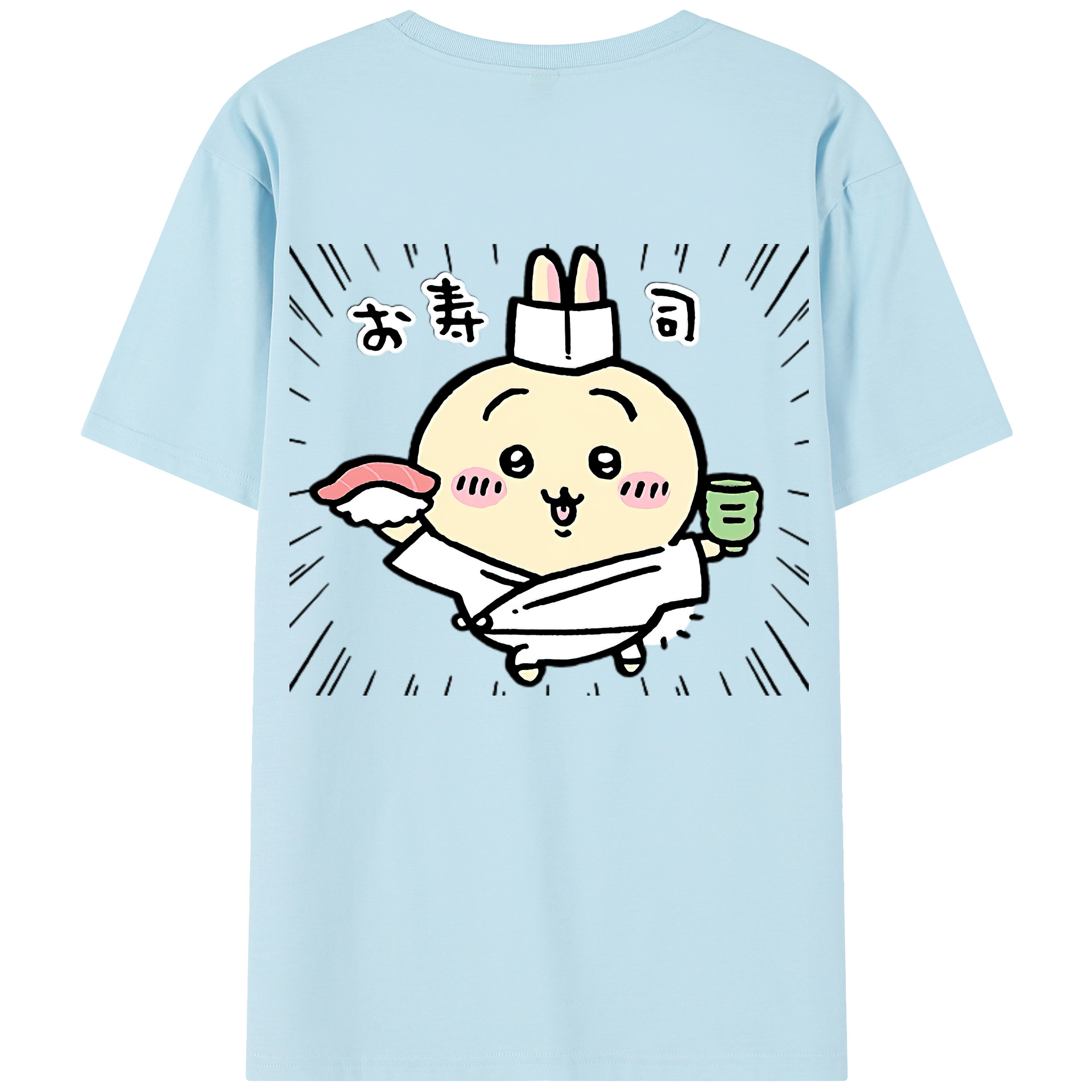 （画像用） ちいかわ うさぎ Chii-kawa usagi 綿100％半袖Tシャツ（背面プリント）